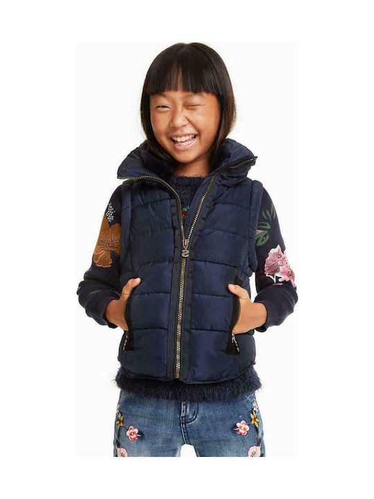 Desigual Kids Quilted Jacket short Hooded Blue