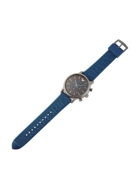Luigi Ανδρικό Ρολόι 46mm Χρονογράφος Μπαταρίας με Μπλε Καουτσούκ Λουράκι