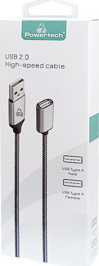 Powertech USB 2.0 Kabel USB-A-Stecker - USB-B-Buchse Gray 1.5m PTR-0076