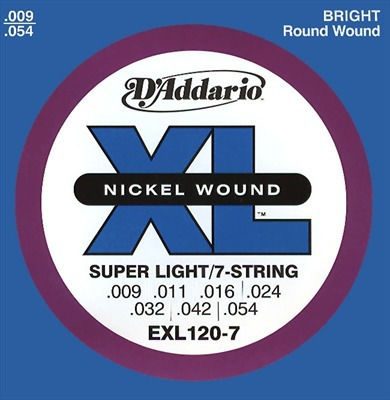 Daddario XL Nickel Einstellen Nickel Gewickelt E-Gitarrensaiten 9 - 54" Super Light 7-String