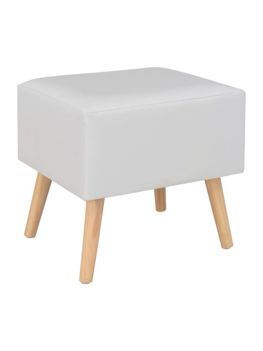 Noptieră cu Piele Ecologică Alb 40x35x40cm
