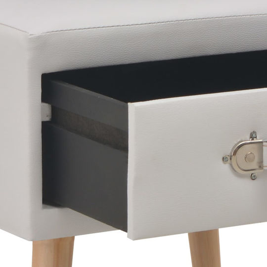 Bedside Table with Artificial Leather White 40x35x40cm