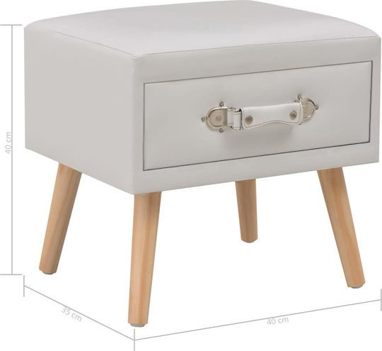 Bedside Table with Artificial Leather White 40x35x40cm
