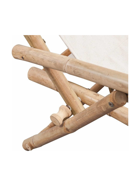 Liegestühle Bambus mit Armlehne & Beige Stoff 86x62x91cm