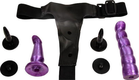 Baile Ultra Female Harness Harness with Double Dildo 17.5cm in Purple Color