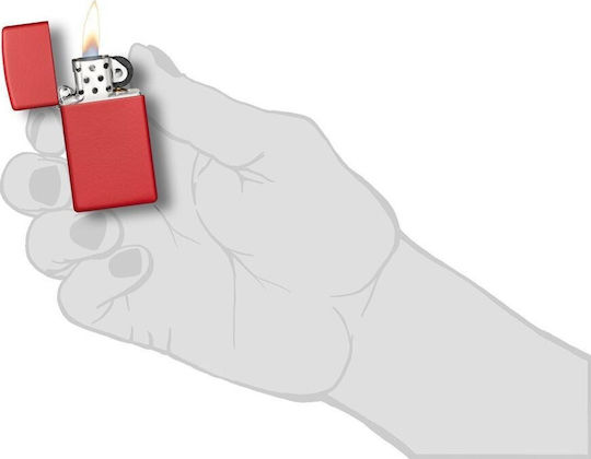 Zippo Slim Αντιανεμικός Αναπτήρας Φλόγας σε Κόκκινο χρώμα