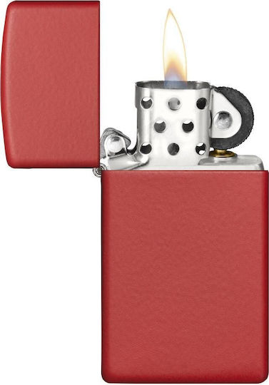 Zippo Slim Αντιανεμικός Αναπτήρας Φλόγας σε Κόκκινο χρώμα
