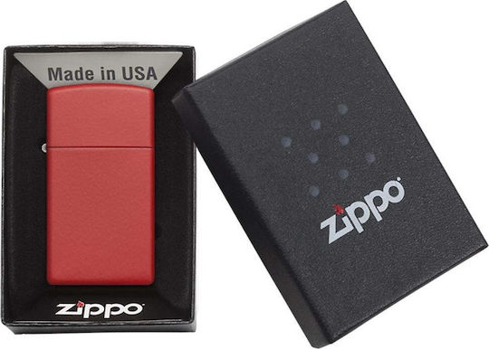 Zippo Slim Αντιανεμικός Αναπτήρας Φλόγας σε Κόκκινο χρώμα