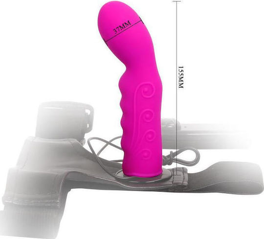 Baile Ultra Passionate Harness Sensual Comfort Strap-On Harness με Dildo 15.5cm και Δόνηση σε Φούξια Χρώμα