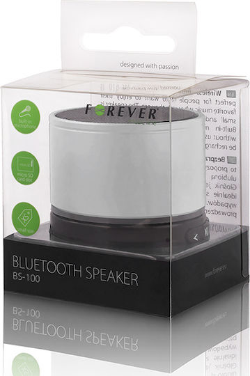 Forever BS-100 Bluetooth Speaker 3W with Battery Life up to 4 hours White