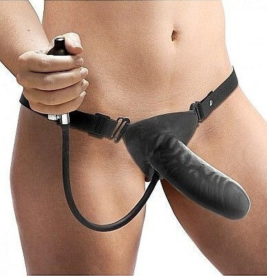 Strap U Expander Inflatable Strap On Арсенал с Единично Дилдо 14.50см в Черен цвят