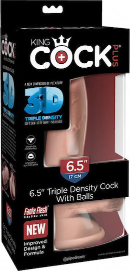 King Cock Triple Density Реалистично дилдо с Топки и Вендуза Плът 17см