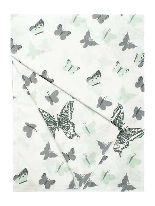 Dimcol Cotton Swaddle Blanket Butterfly Green 80x80cm