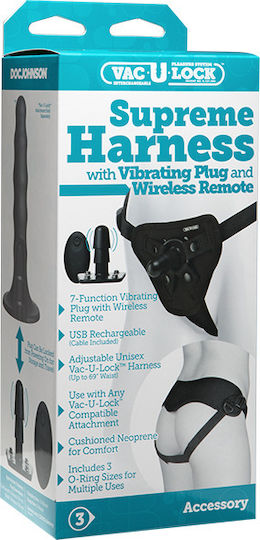 Vac U Lock Supreme Harness With Vibrating Plug Harness with Vibration in Black Color
