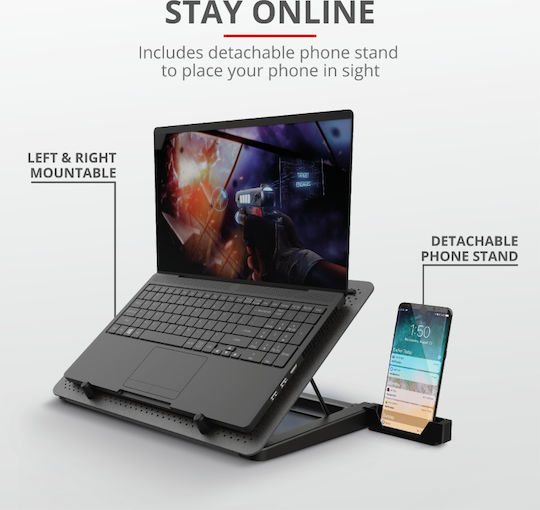 Trust GXT 1125 Quno Cooling Pad για Laptop έως 17.3" με 5 Ανεμιστήρες και Φωτισμό Γκρι