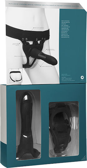 Doc Johnson Body Extensions BE Strong Harness με Dildo 19.05cm σε Μαύρο Χρώμα 2τμχ