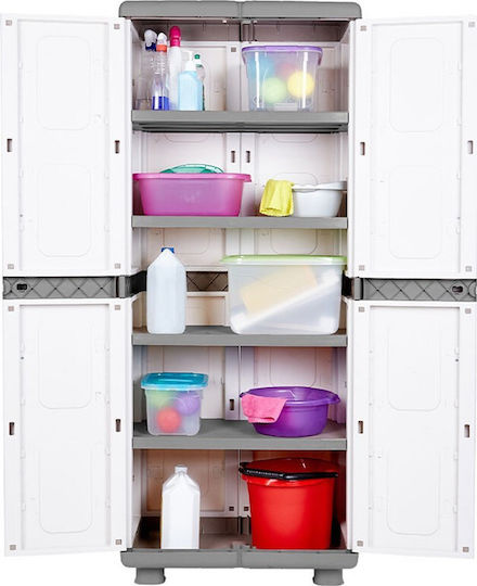 Double Door Wardrobe Zeus Plastic with 4 Shelves 73x44x179cm