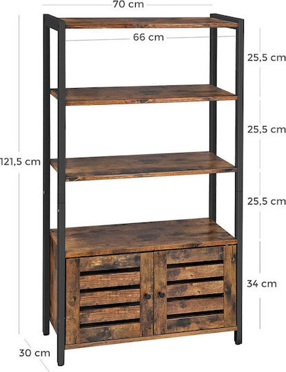 Βιβλιοθήκη Ρουστίκ Καφέ 70x30x121.5εκ.