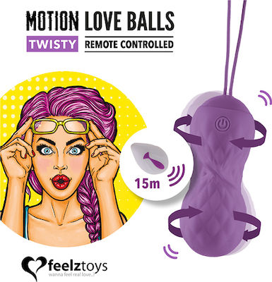 Feelztoys Remote Controlled Motion Love Balls Twisty Vibrator Ouă cu Telecomandă 8cm Violet