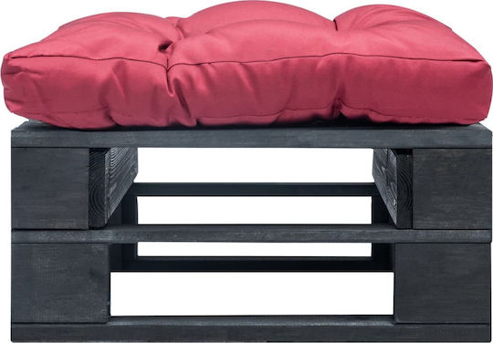 Băncuță De Grădină Din Lemn Tip Cub Pentru Exterior Cu Pernă Roșie 60x60x35cm