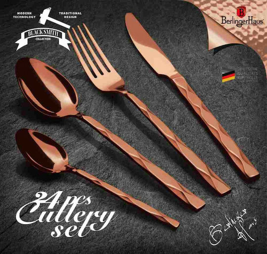 Berlinger Haus Black Smith Collection Cutlery Set Stainless Rose Gold 24pcs