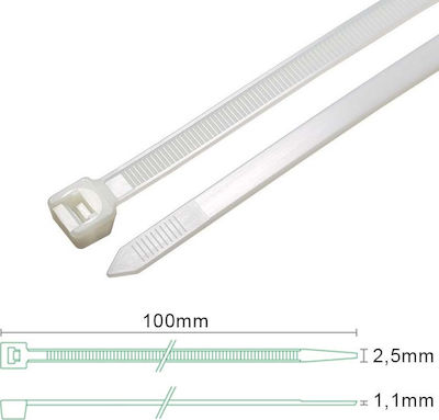 Sapiselco Cable Ty 100x2.5mm White 100pcs