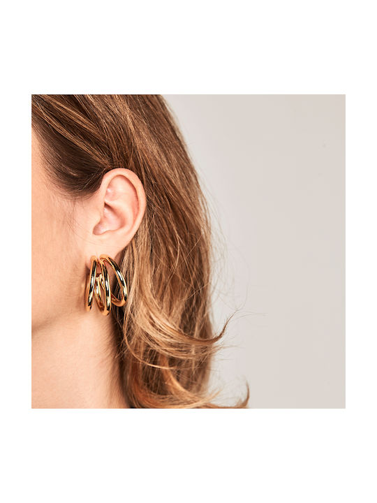 P D Paola Pure Earrings Hoops from Silver Gold Plated with Stones