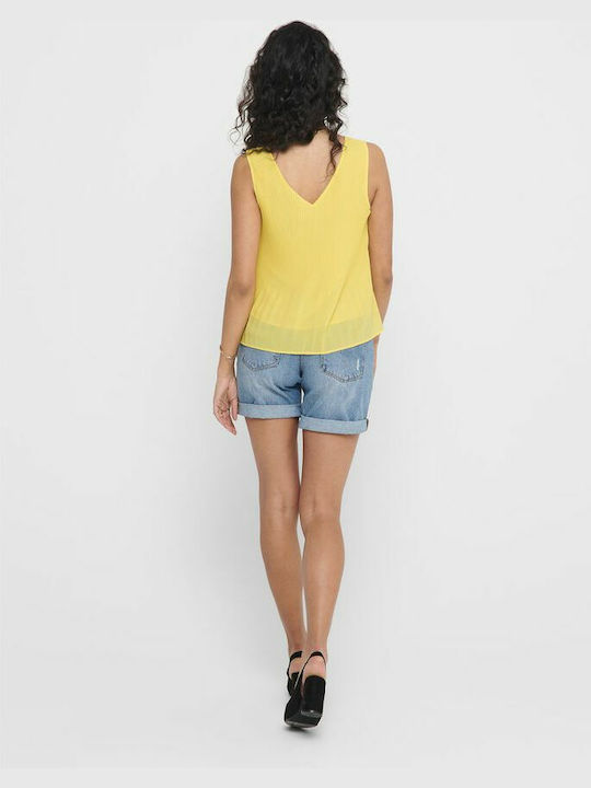 Only Women's Summer Blouse Sleeveless with V Neckline Dusky Citron