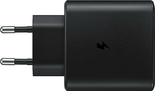Samsung Φορτιστής με Θύρα USB-C και Καλώδιο USB-C - USB-C 45W Μαύρος (EP-TA845)