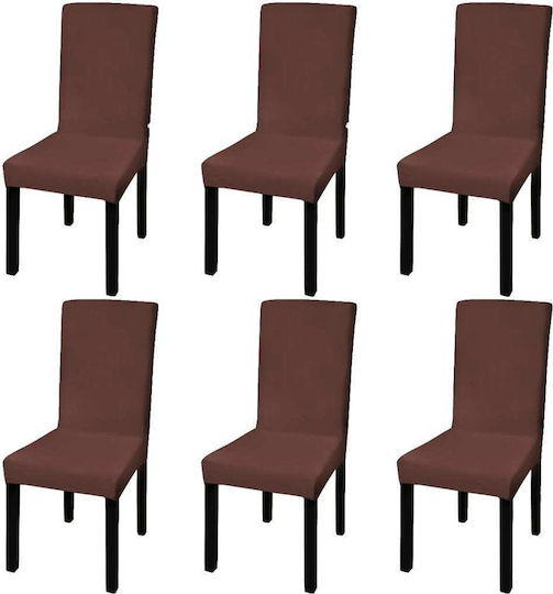 vidaXL Elastic Cover for Chair Brown 6pcs 131423