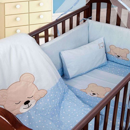 Dimcol Mosquito Net Crib Sleeping Bears Cotton 1214016801701328 Light Blue