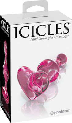 Pipedream Icicles No 75 Hand Blown Glass Massager Anal Plug Pink 7.9cm PD2875-00