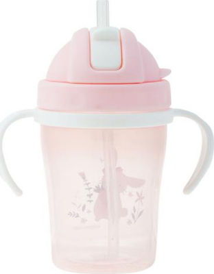 Stephen Joseph Bunny Toddler Plastic Cup with Handles and Straw 150ml for 6m+ Pink