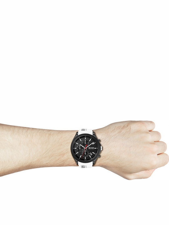 Boss Velocity Men's Watch 44mm Chronograph Battery with White Rubber Strap
