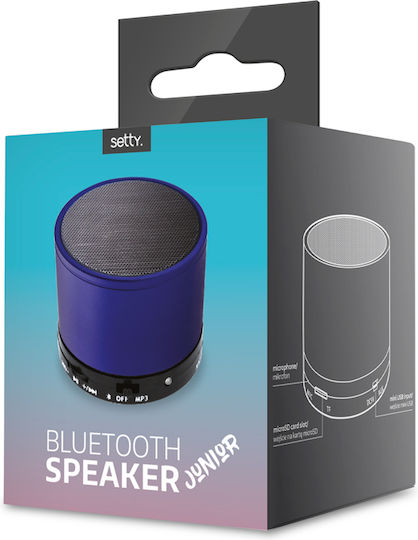 Setty Junior Boxă Bluetooth 3W cu Durată de Baterie până la 4 ore Albastru