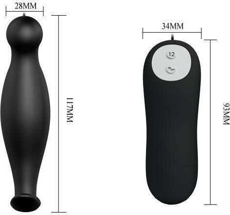 Pretty Love Special Anal Plug with Vibration Black 11.7cm