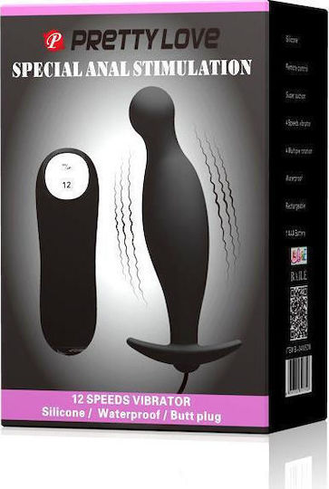Pretty Love Special Anal Plug with Vibration Black 11.7cm