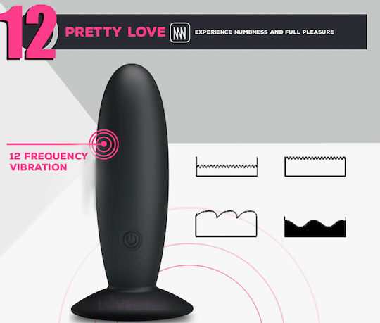 Pretty Love Remote Control Vibrating Plug Dop Anal cu vibrație Black 11cm
