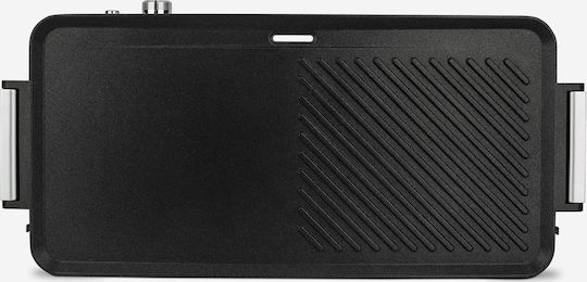 HKoenig Tabletop Electric Grill Smooth and Ribbed Plate 1800W with Adjustable Thermostat 50cmx25cmcm