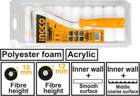 Ingco Ρολό Βαφής Τηλεσκοπικό 10cm με Διάμετρο 12mm