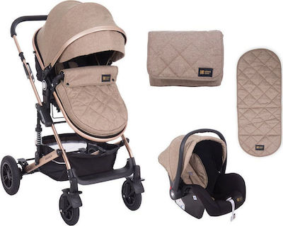 Kikka Boo Amaia 3 in 1 Adjustable 3 in 1 Baby Stroller Suitable for Newborn Beige 11kg