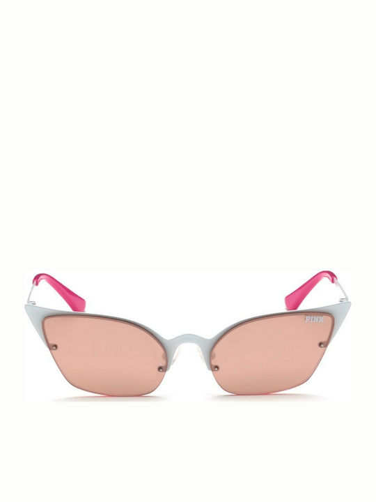 Victoria's Secret Women's Sunglasses with White Metal Frame and Pink Mirror Lens PK0016 25Z