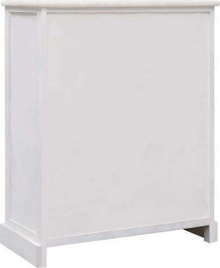 Chest of Drawers of Solid Wood with 4 Drawers White 60x30x75cm