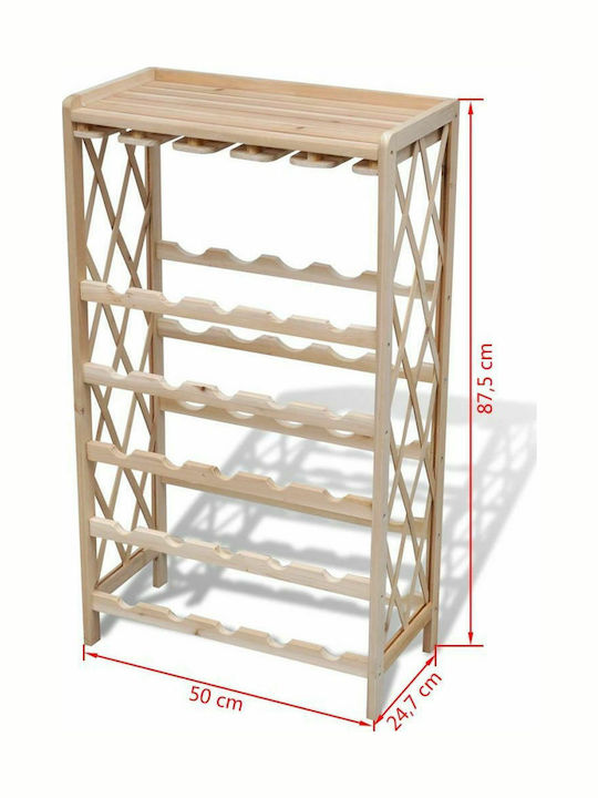 vidaXL С крака Κάβα Ποτών Дърво για 25 Μπουκάλια Кафяв 50x24.7x87.5εκ.