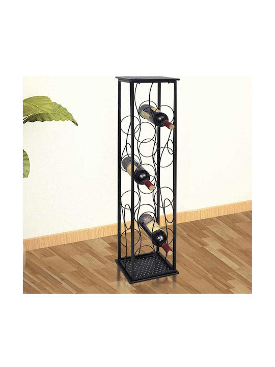 vidaXL Freistehend Weinkeller Metallisch für 8 Flaschen Schwarz 23.5x21.5x100εκ.