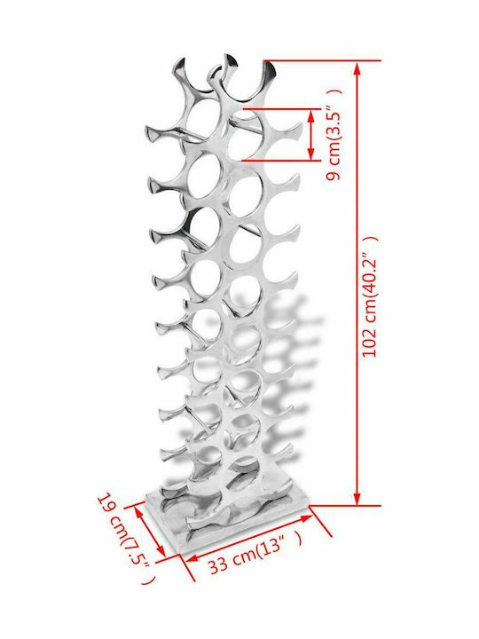vidaXL Free Standing Metallic Wine Rack for 27 Bottles Silver 33x19x102cm