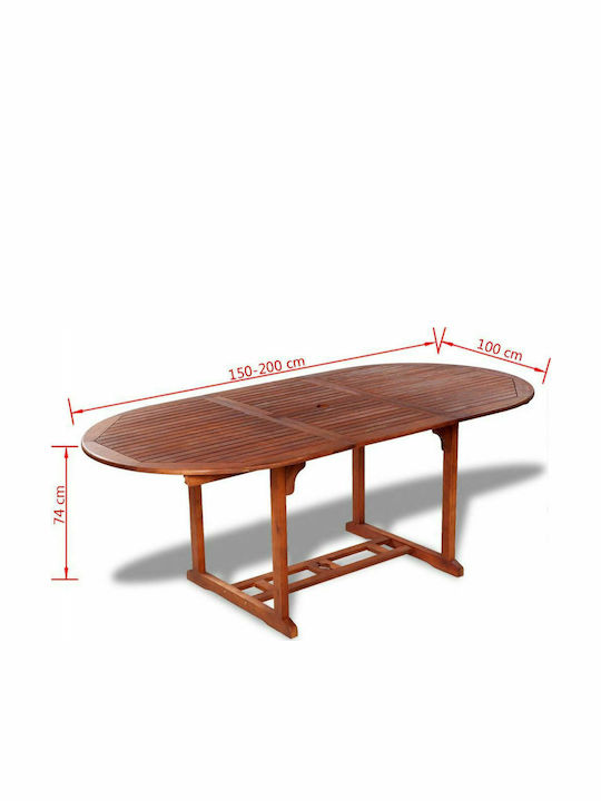 Outdoor Dinner Extendable Wood Table Cherry 150(+50)x100x74cm