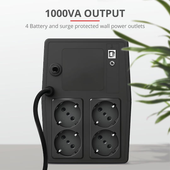 Trust Paxxon UPS (VFD) Off-Line 1000VA with 4 Schuko AC Outlets