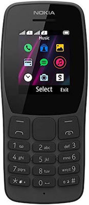 Nokia 110 (2019) Dual SIM Mobile Phone with Buttons (Greek Menu) Black