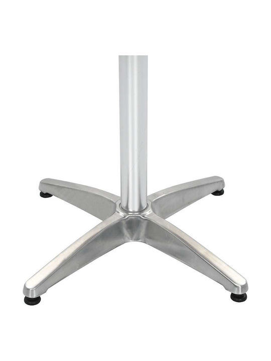 Aluminum Garden & Terrace Table with Wooden Surface Silver 60x60x70cm